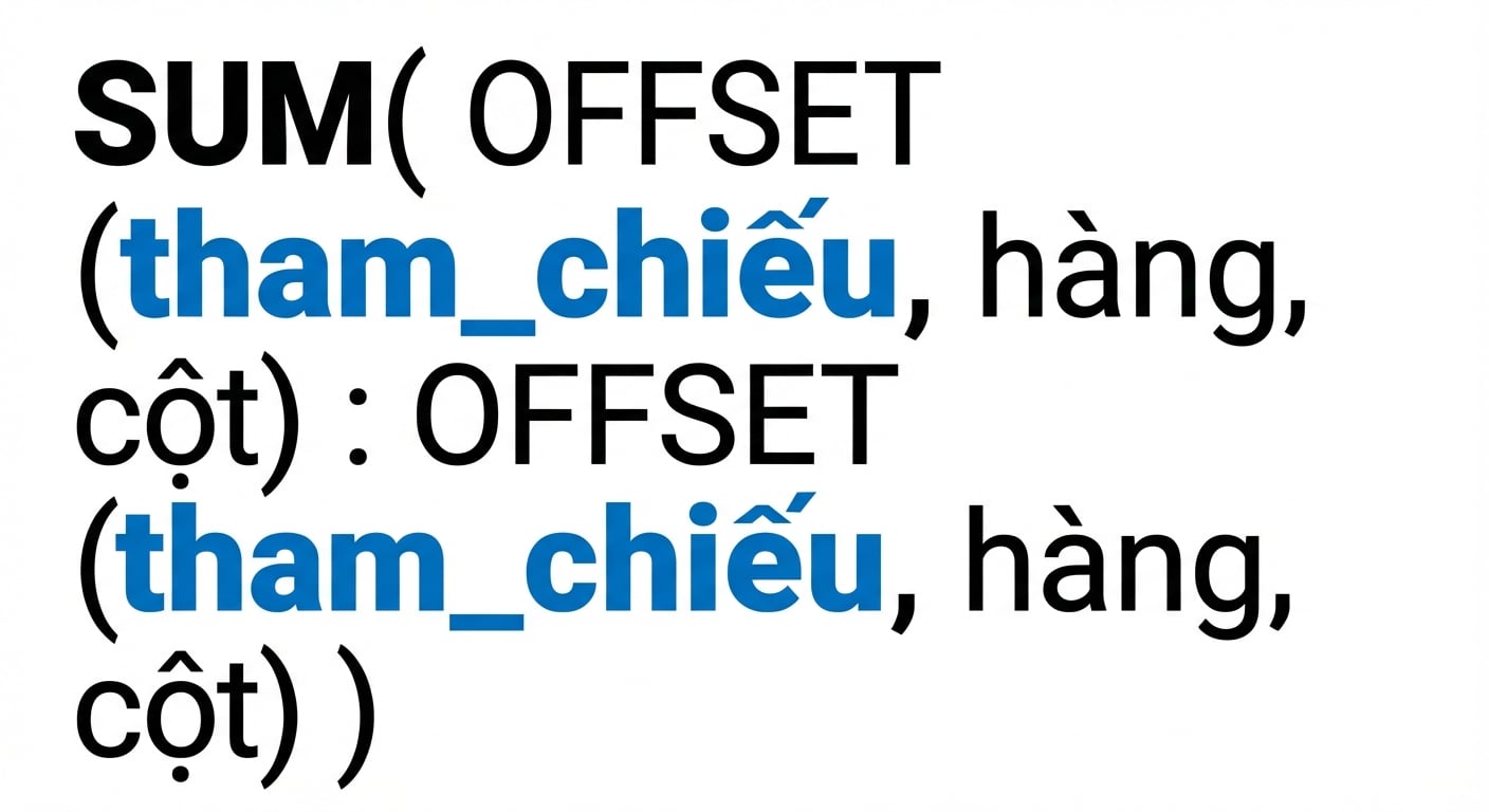 Cú pháp Excel cho hàm SUM và OFFSET