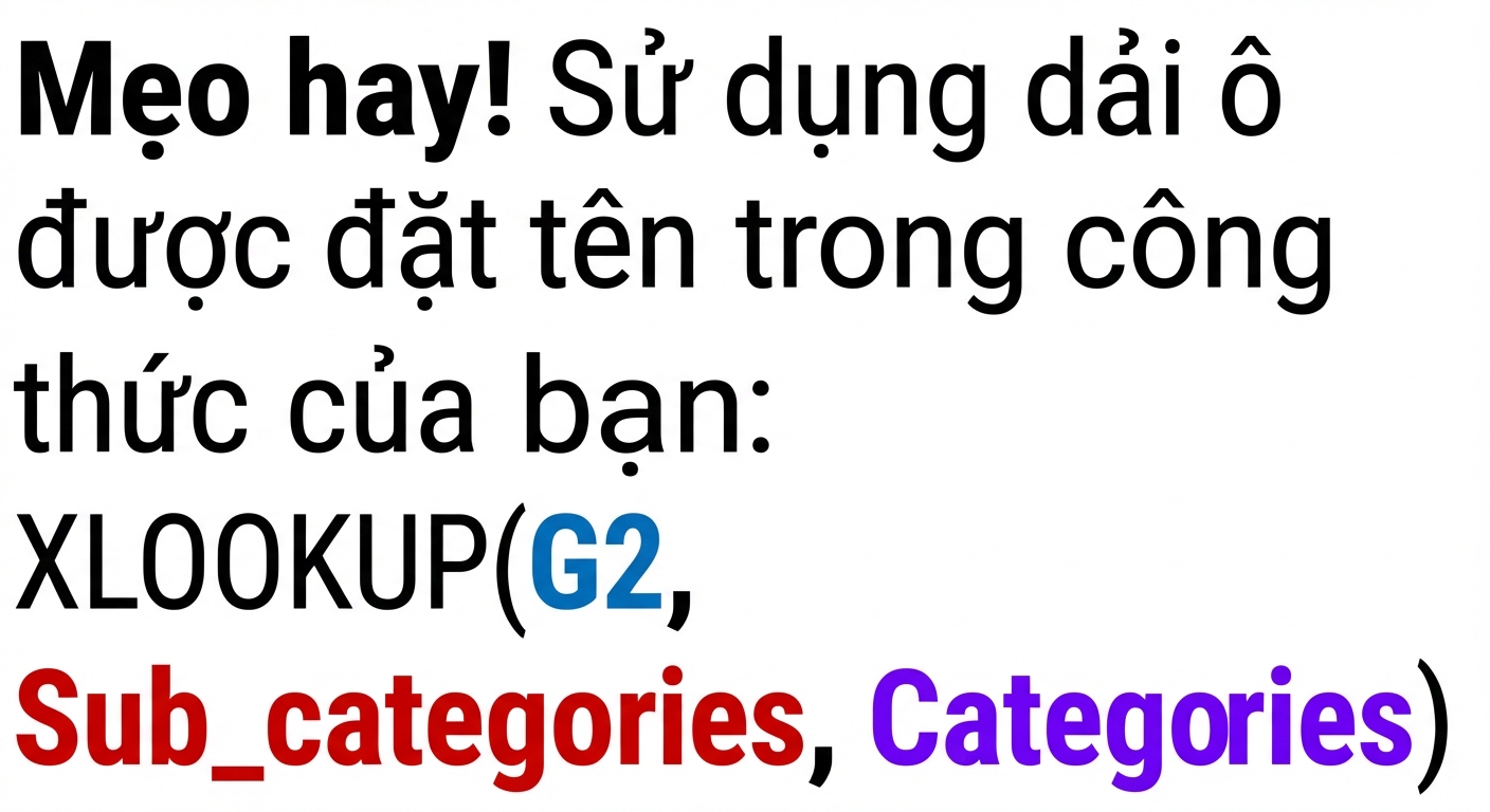 Hàm XLOOKUP với phạm vi đã đặt tên