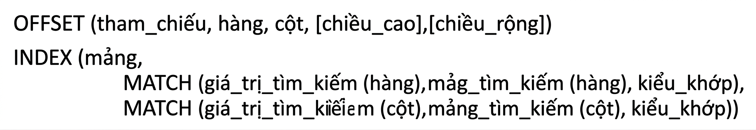 Syntax of Excel's OFFSET(), INDEX() and MATCH() functions