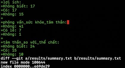 đầu ra git diff main summary-statistics, phần hai
