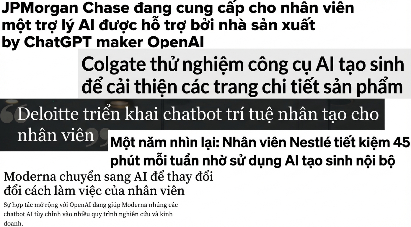 Tiêu đề tin tức về doanh nghiệp phát triển và ứng dụng mô hình GPT
