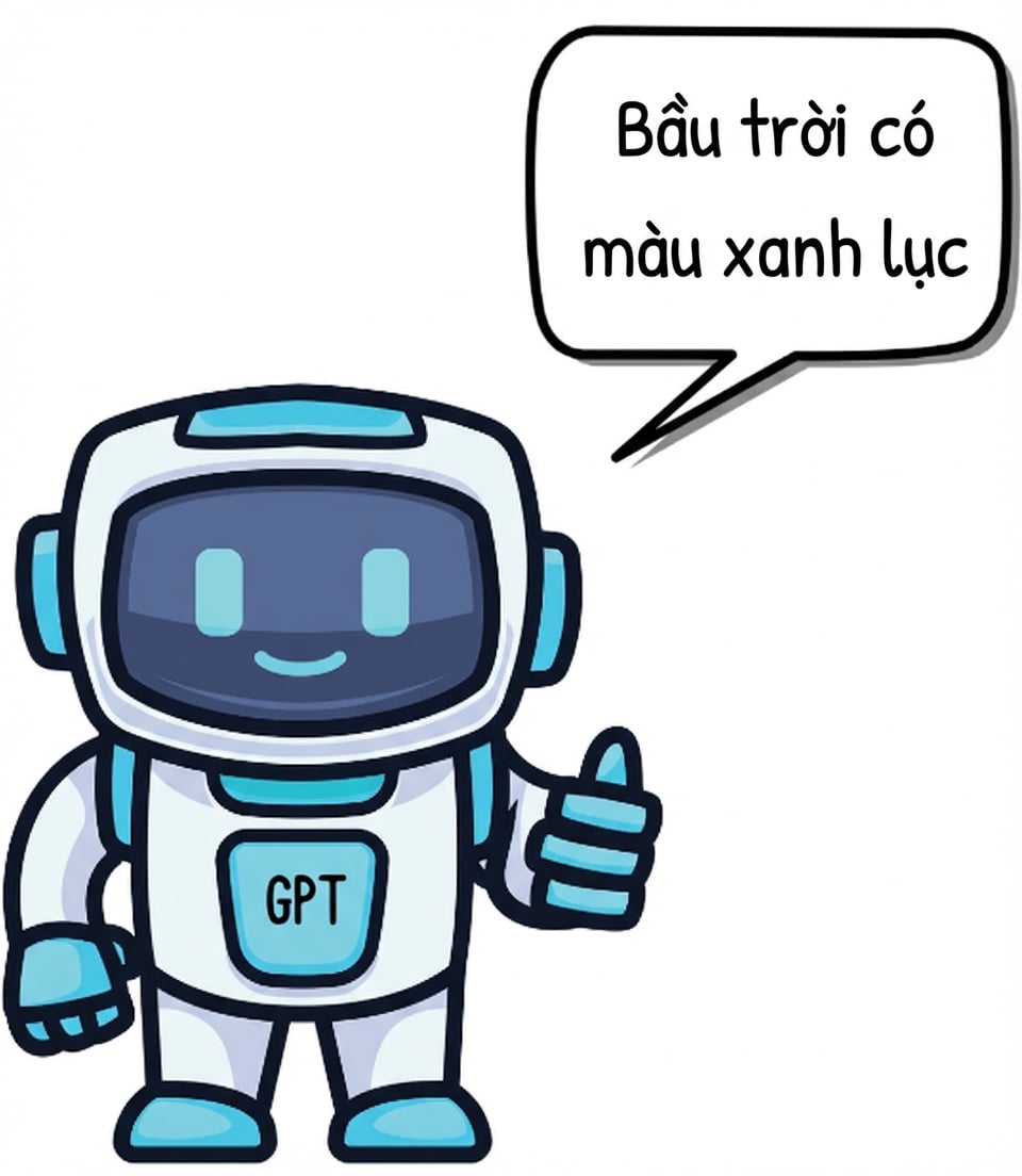 Bot GPT đưa câu trả lời sai nói bầu trời màu xanh lá