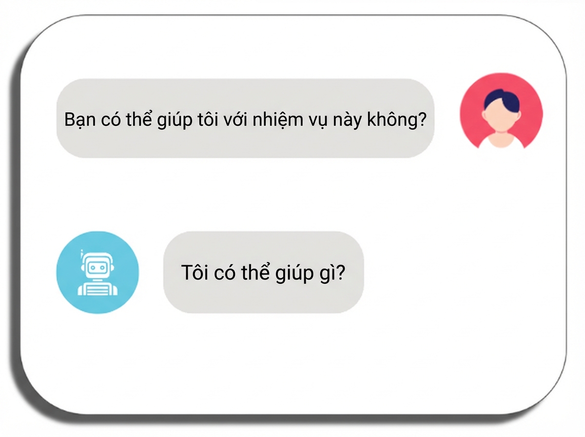 Màn hình hiển thị một prompt và phản hồi
