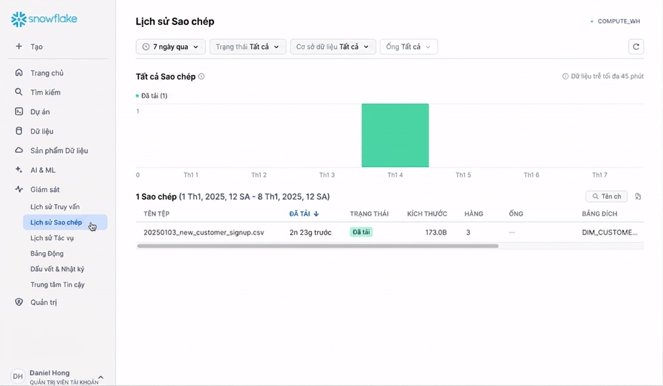 GIF xem Copy History trong tab Monitoring