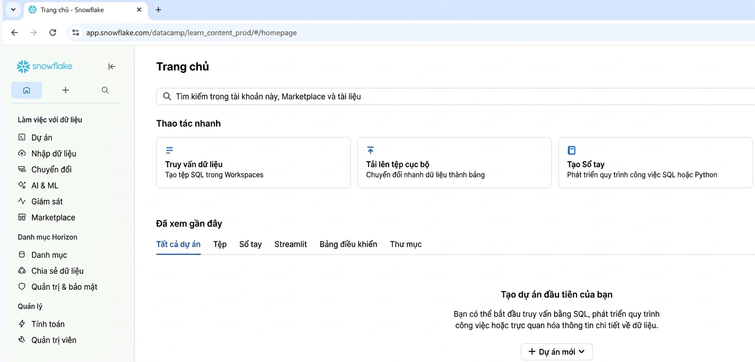 Ảnh chụp UI Snowsight