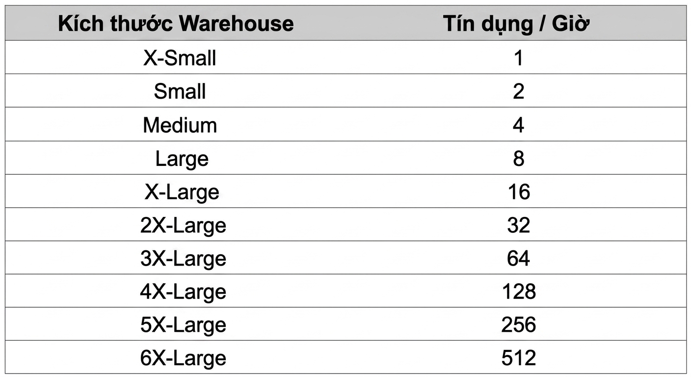 Ảnh kích thước kho và tín dụng/giờ