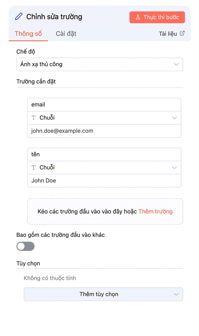 Nút Edit Fields