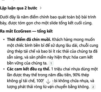 Phần tổng kết 5 ý của Copilot kèm trích dẫn về deck