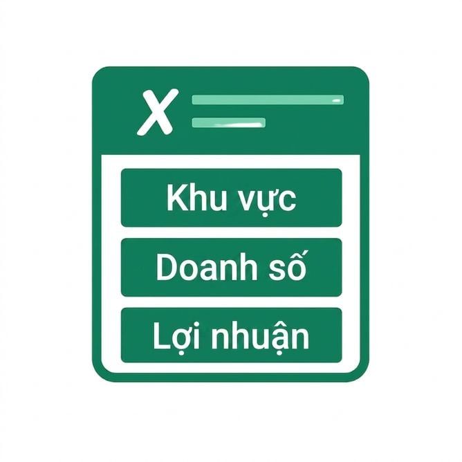 Minh họa một sheet Excel màu xanh với các cột được gắn nhãn Region, Sales và Profit, thể hiện tổ chức dữ liệu rõ ràng
