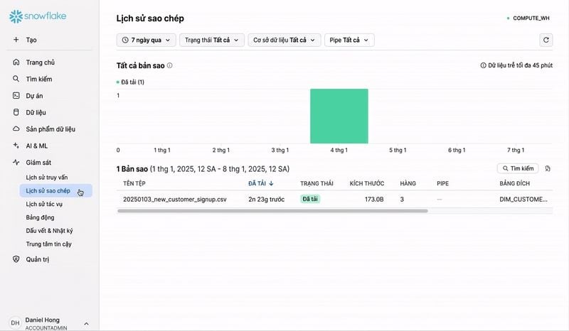 GIF xem Copy History trong tab Monitoring