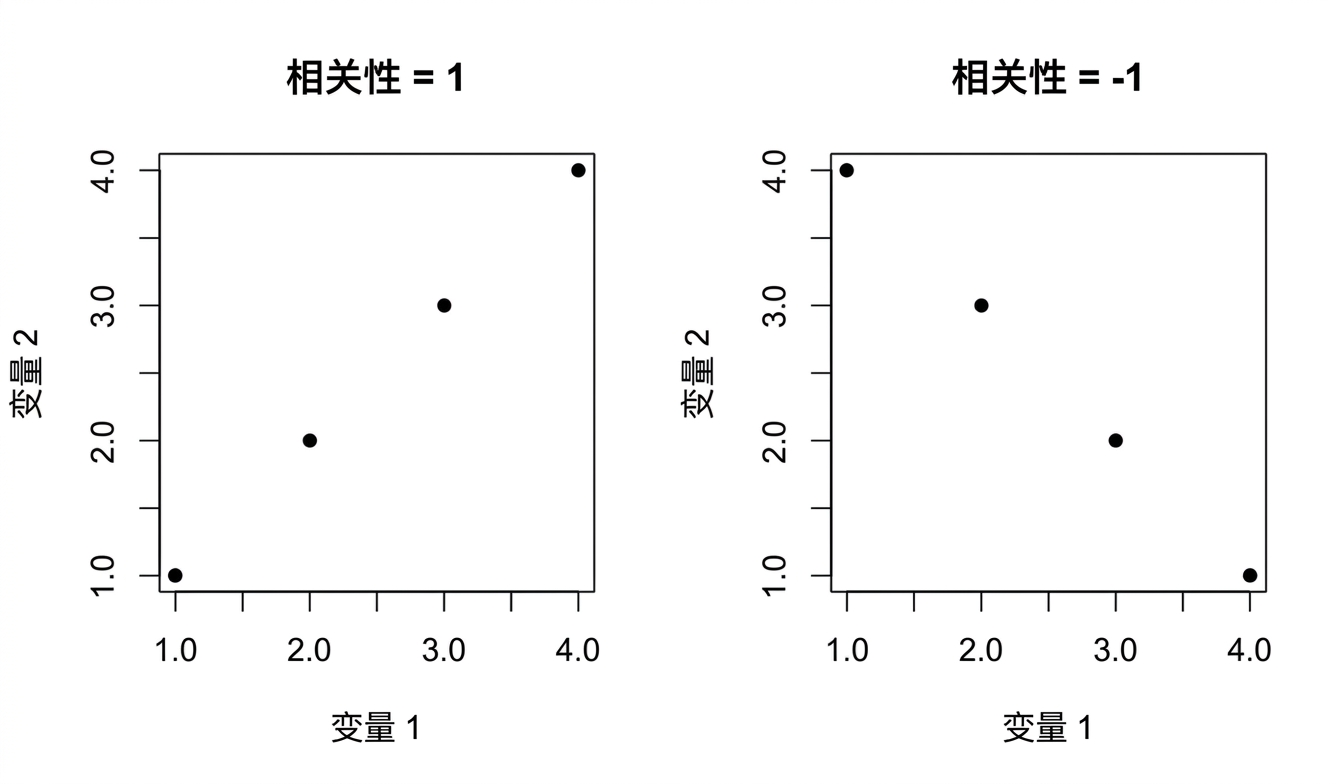 带正相关和负相关的数据点散点图