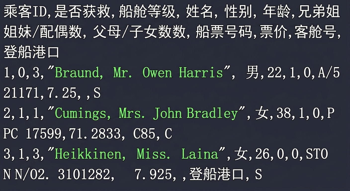 高亮一列的 titanic.csv