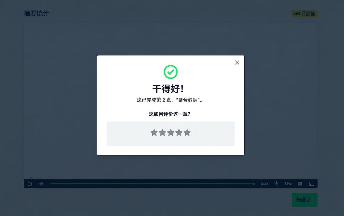 DataCamp 的章节评分界面