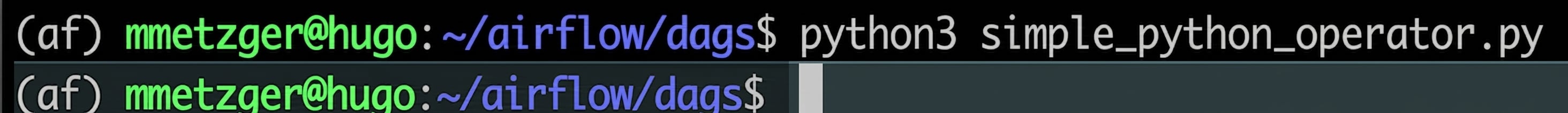 使用 python3 运行 Dag 文件无错误后返回提示符的终端