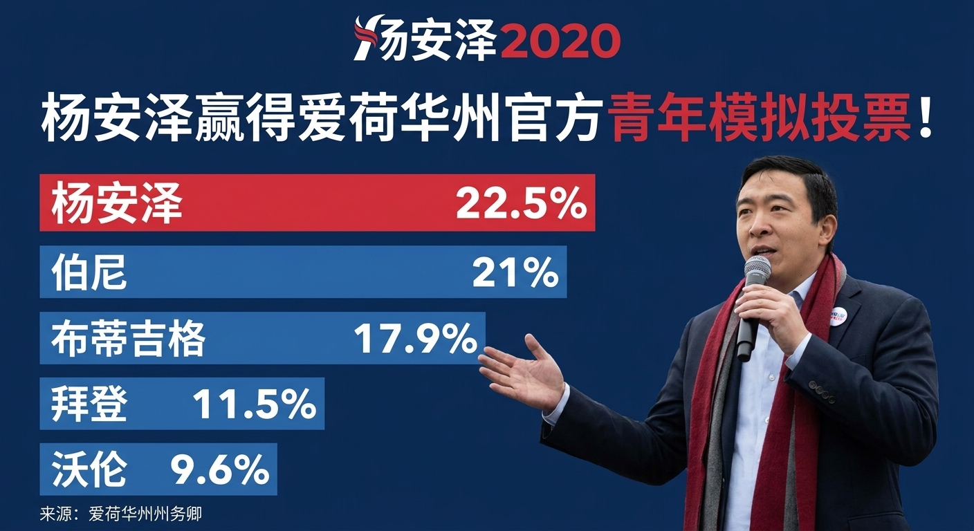 安德鲁·杨的竞选宣传海报，包含一个条形图。条长与条上数字不成比例。