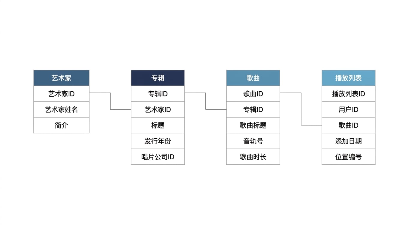 playlists 表通过唯一键 song 连接到 songs 表