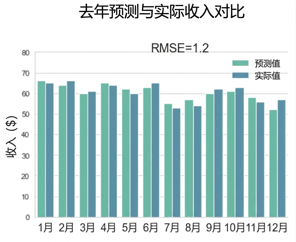 显示预测值与实际值的柱状图
