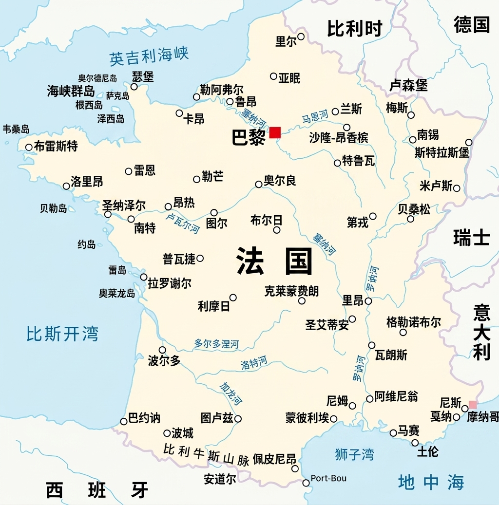 法国地图。