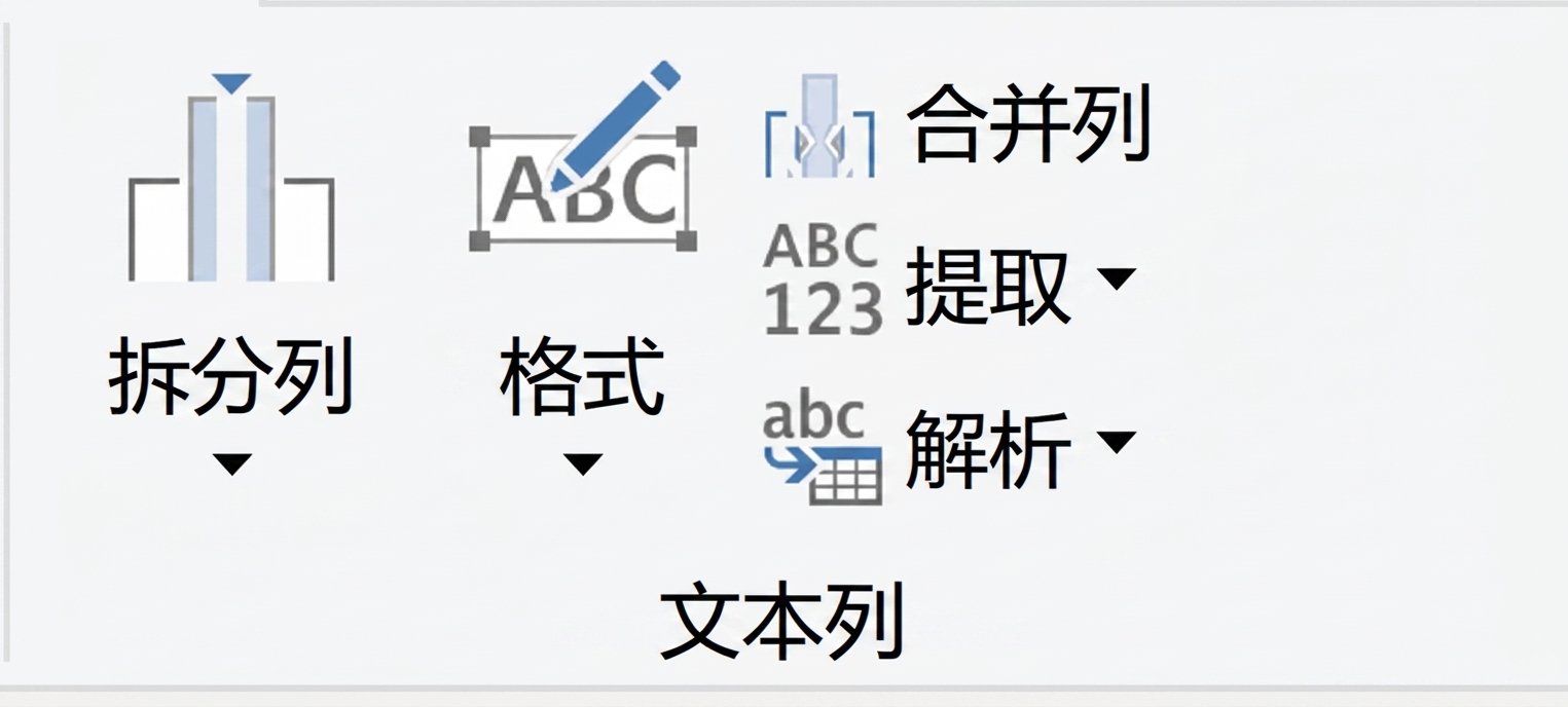 一张 Power Query 界面截图，显示文本转换选项