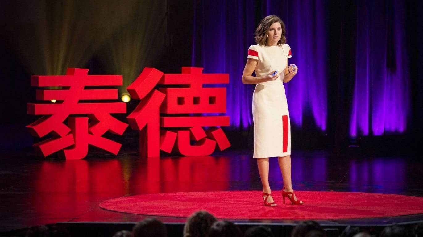 女性进行 TED 演讲