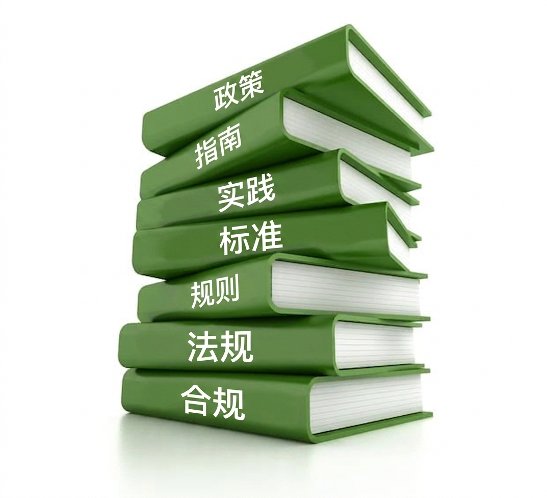 一摞绿皮书，包含"policy"和"standards"字样