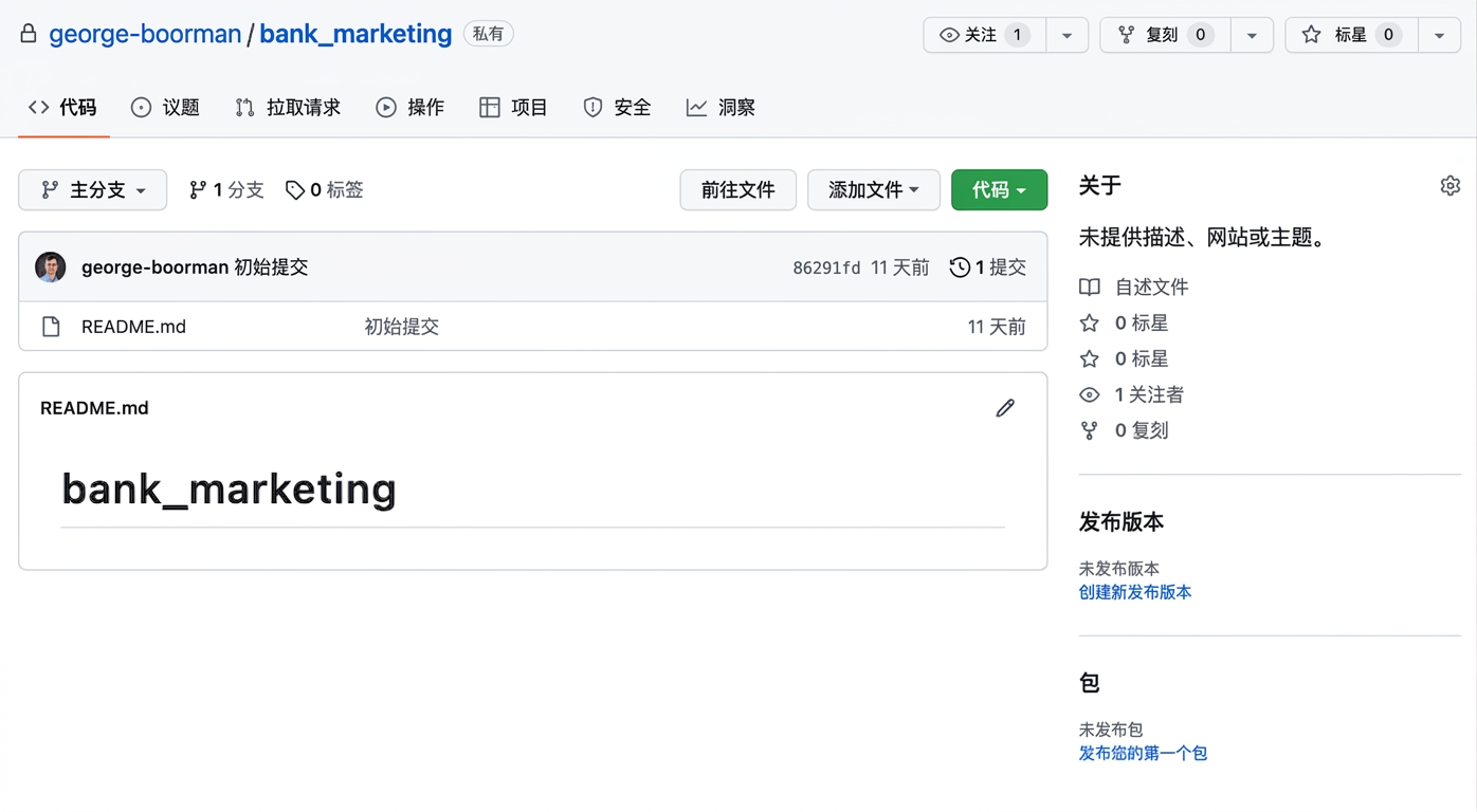 George Boorman 拥有的 bank marketing 私有仓库主视图截图