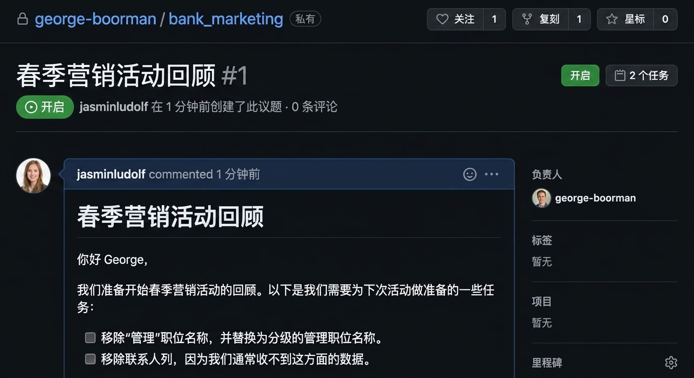 已提交且已分配给某用户的议题视图