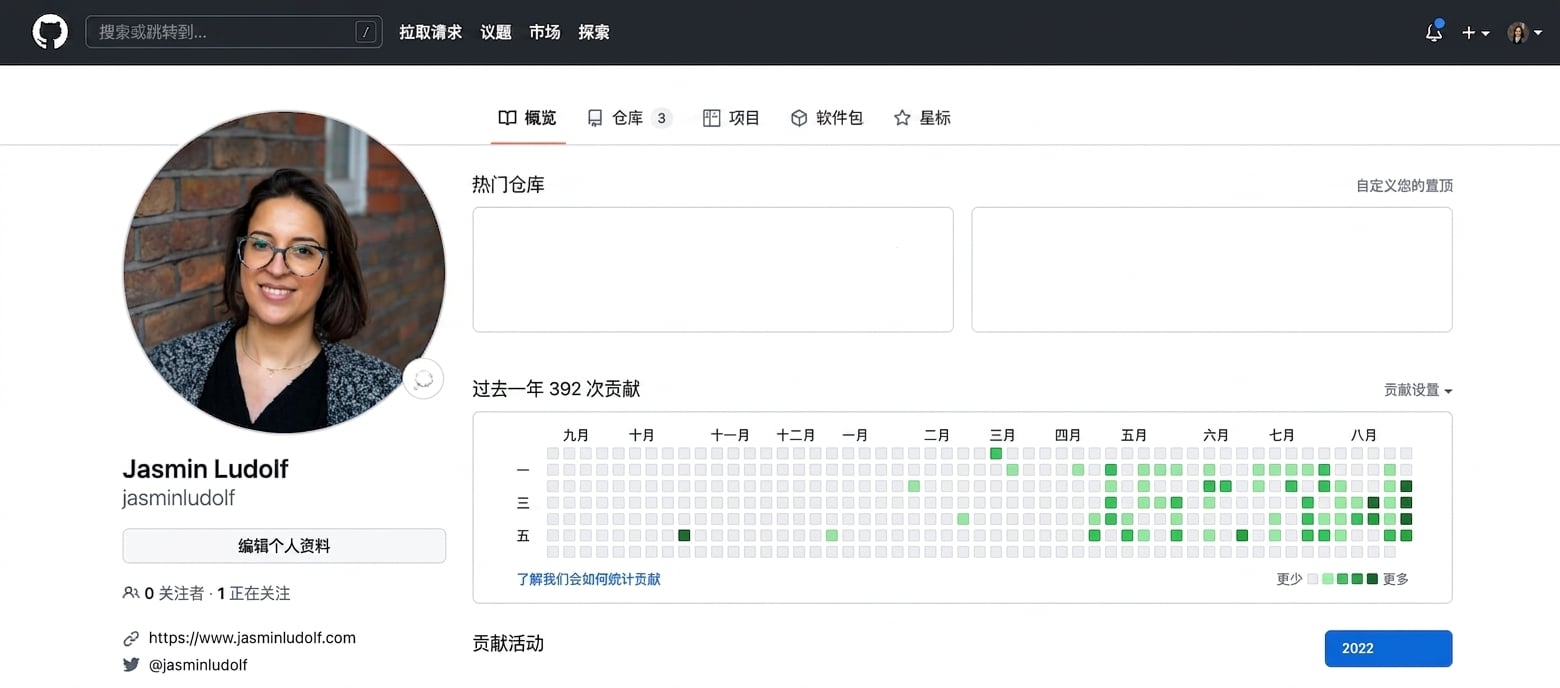 GitHub 个人主页截图
