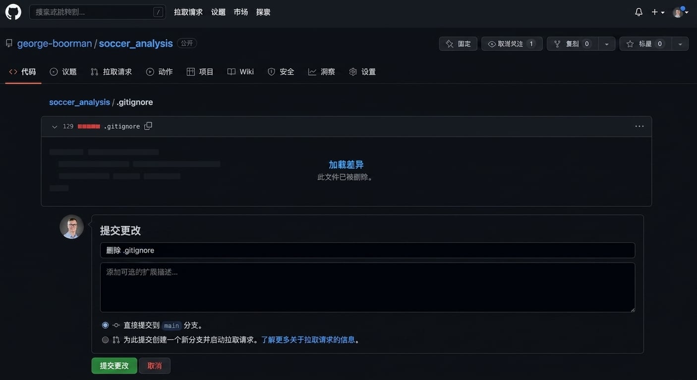 提交删除 dot-gitignore