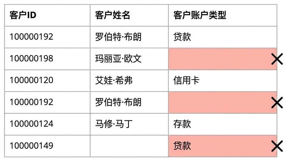 展示完整性数据质量规则的表格