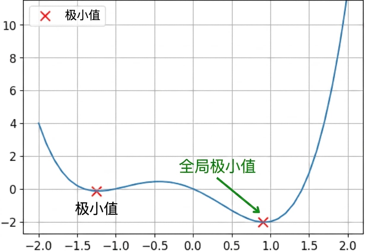 非凸函数示例（标出全局最小值）