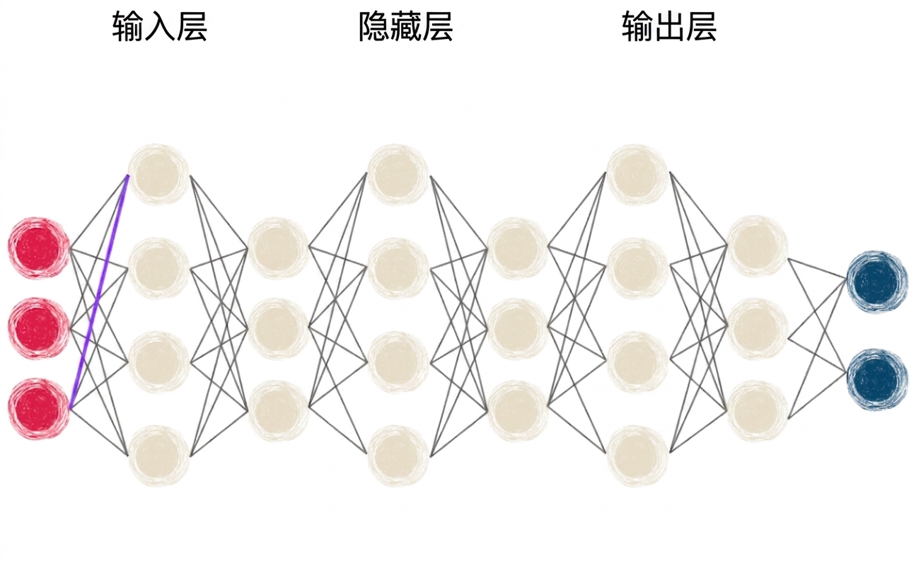 一个多层神经网络的示意图
