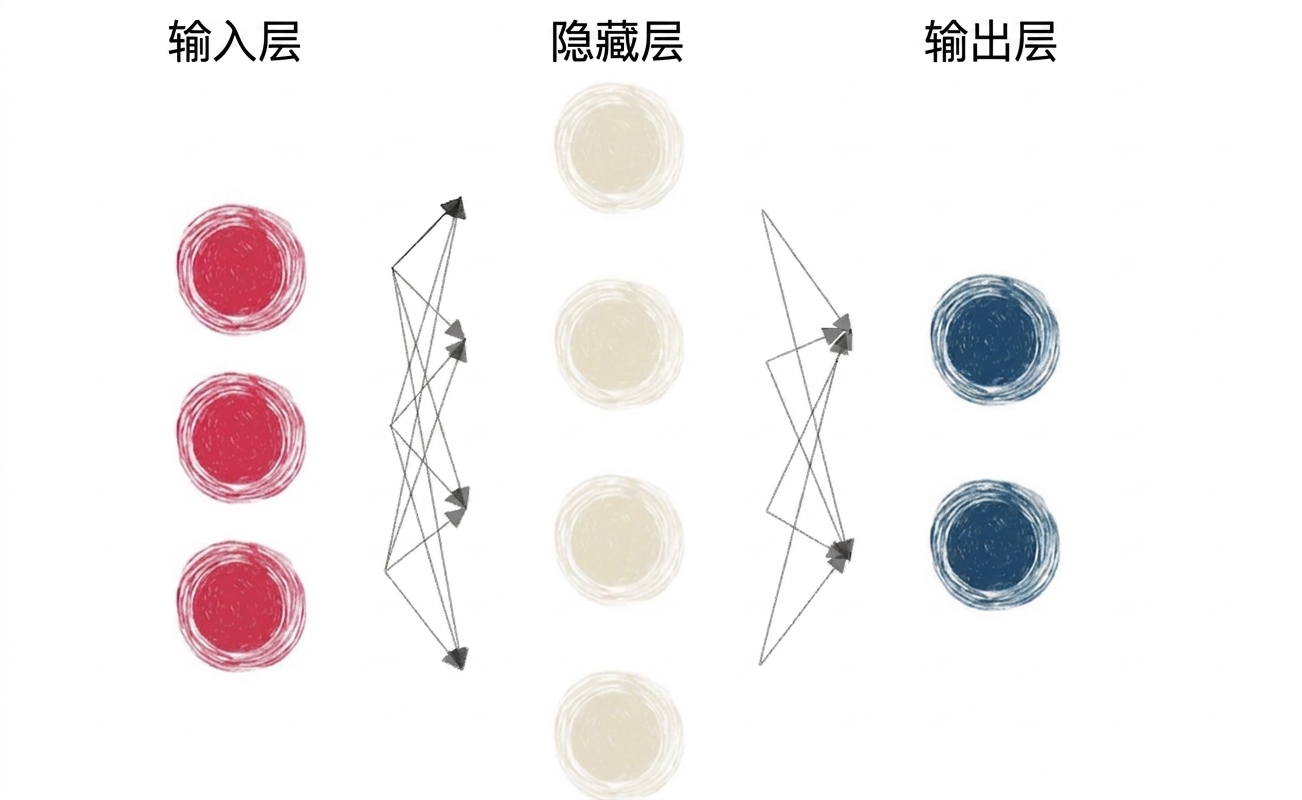 一个小型神经网络的示意图
