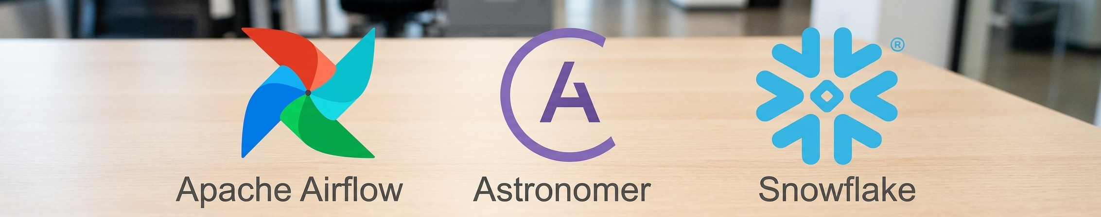 Airflow、Astronomer 和 Snowflake 标志。