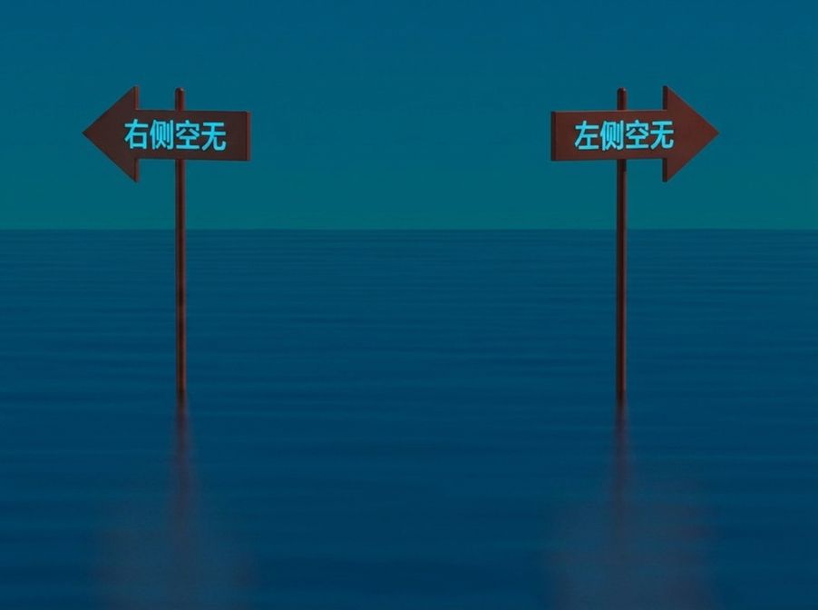 海上两个相反指示牌的插图，象征伦理决策的复杂性，无需署名。