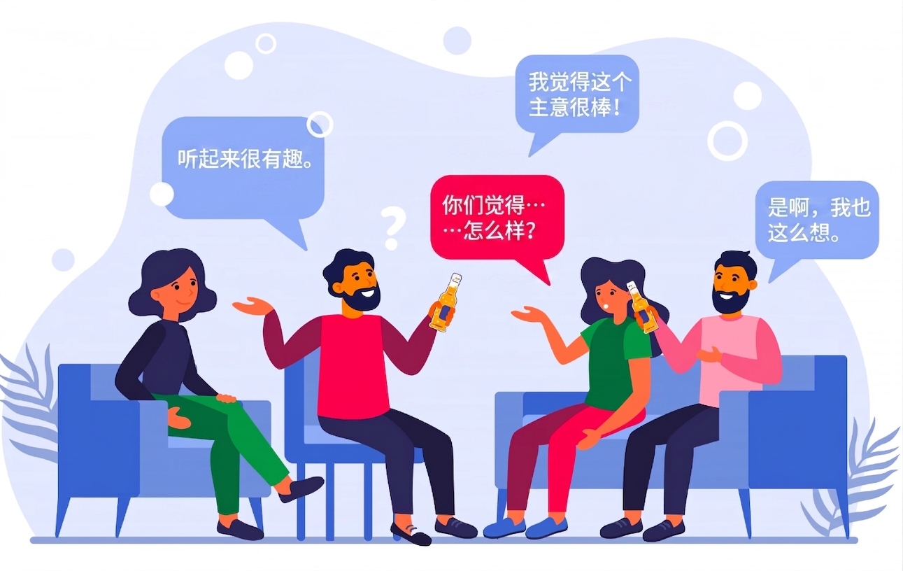 人们坐着进行群体对话