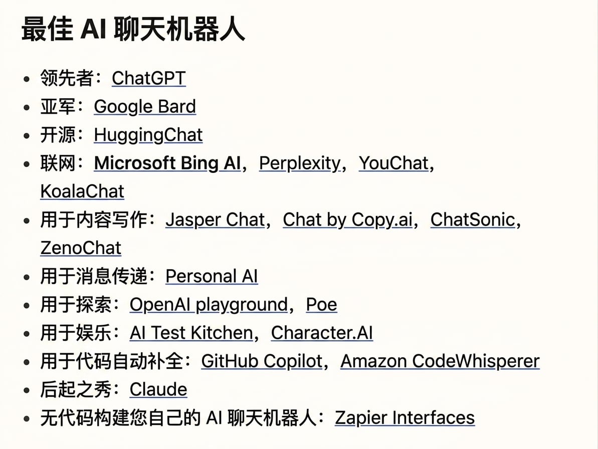 文章：2023 年最佳 AI LLM 清单