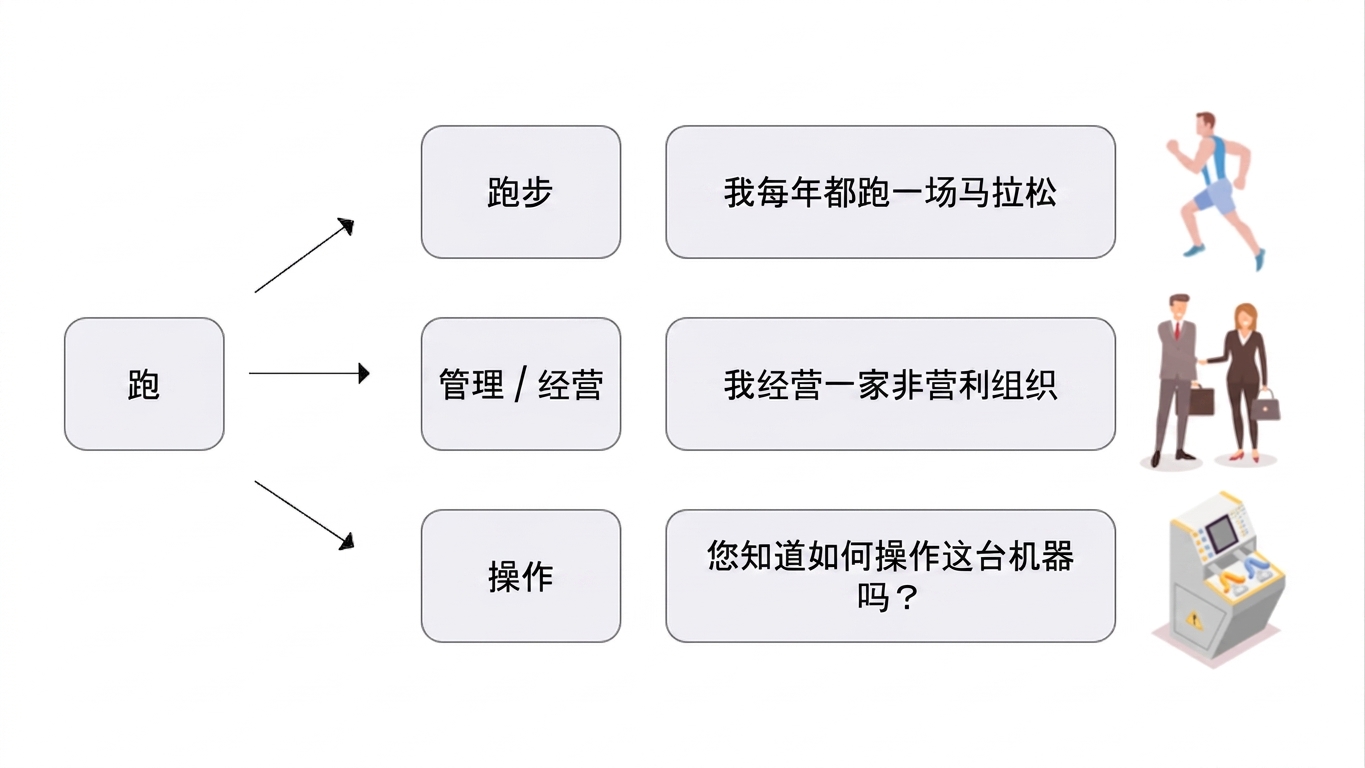 为前一张图添加更多上下文，用示例体现不同语境含义。