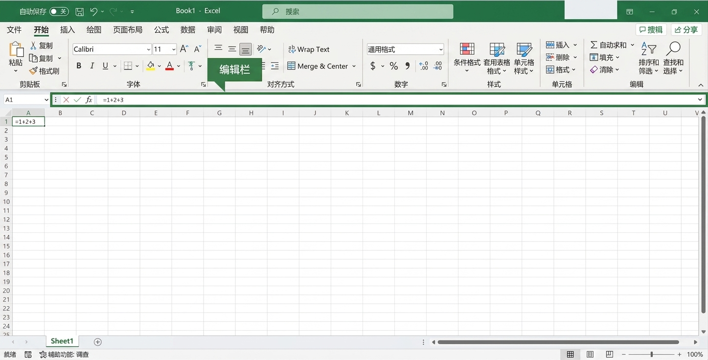 突出显示编辑栏的 Excel 文件