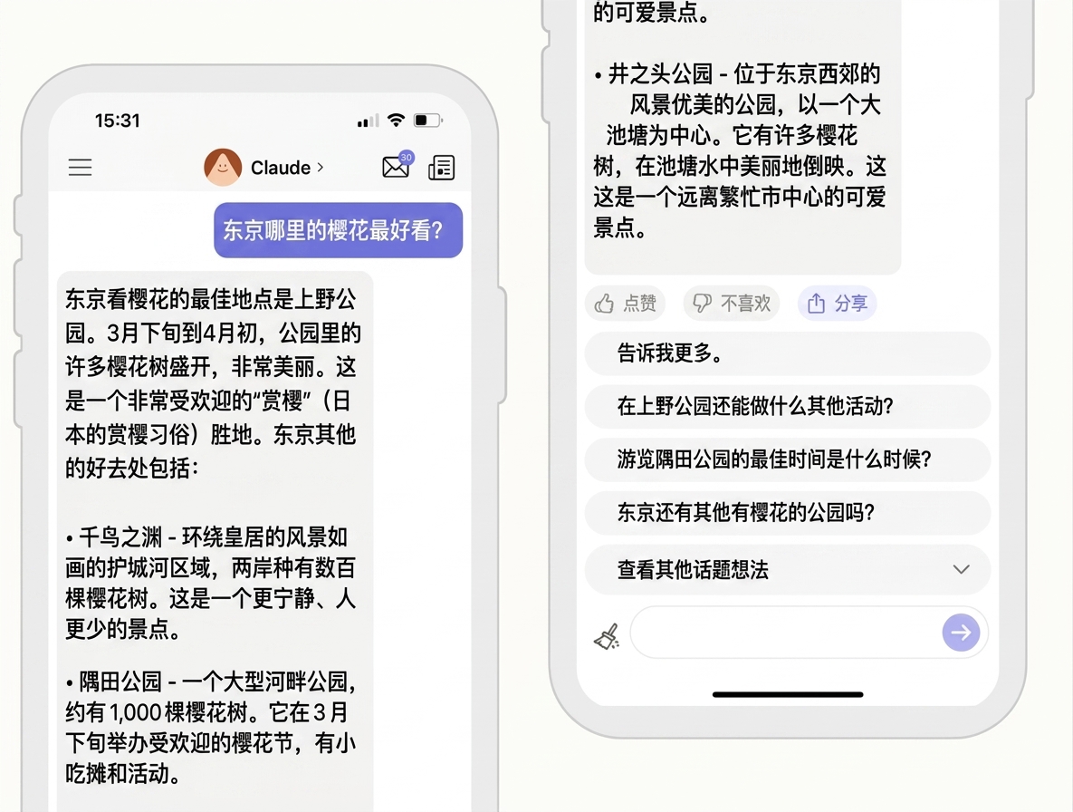 与 Anthropic 的 Claude 聊天机器人的对话截图