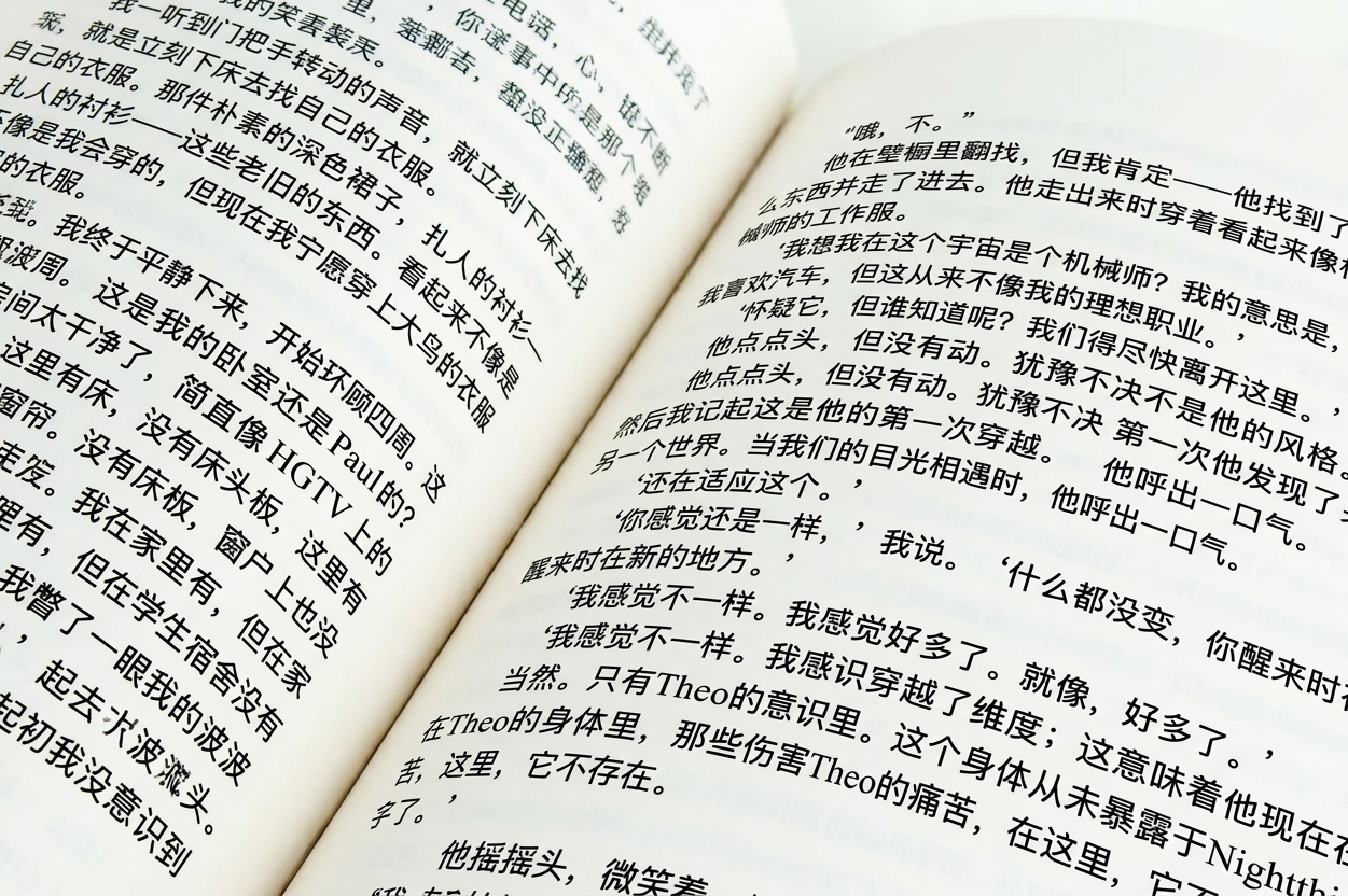 一本打开的书。