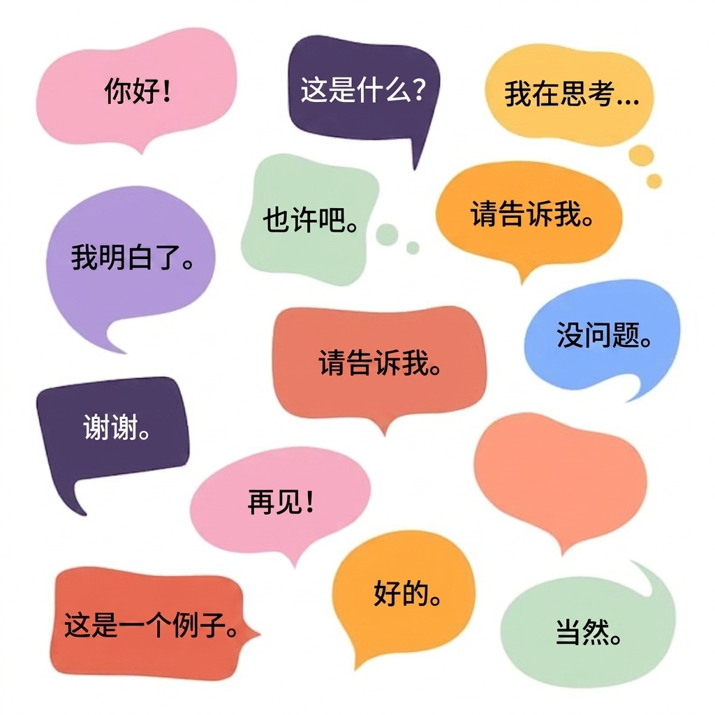 多种颜色的词云与对话气泡。