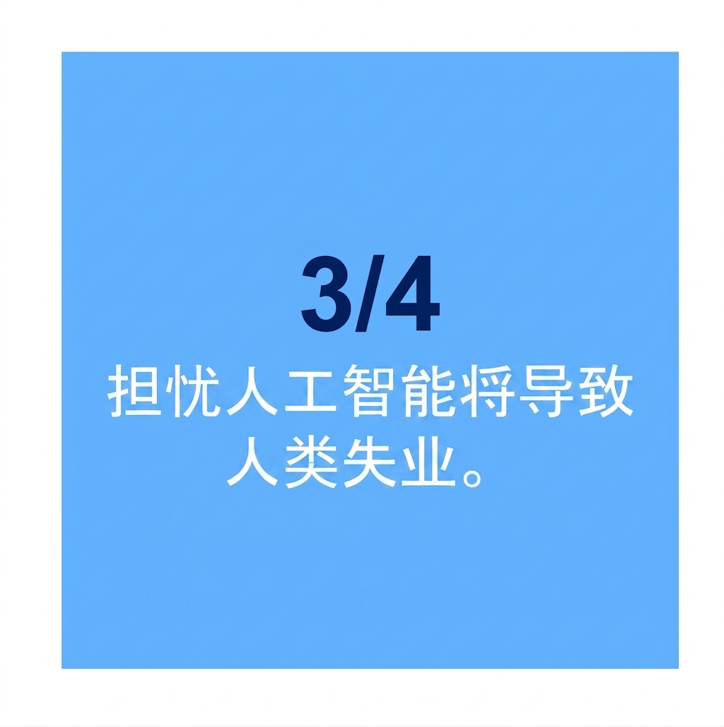四分之三的受访者担心 AI 导致人类失业。