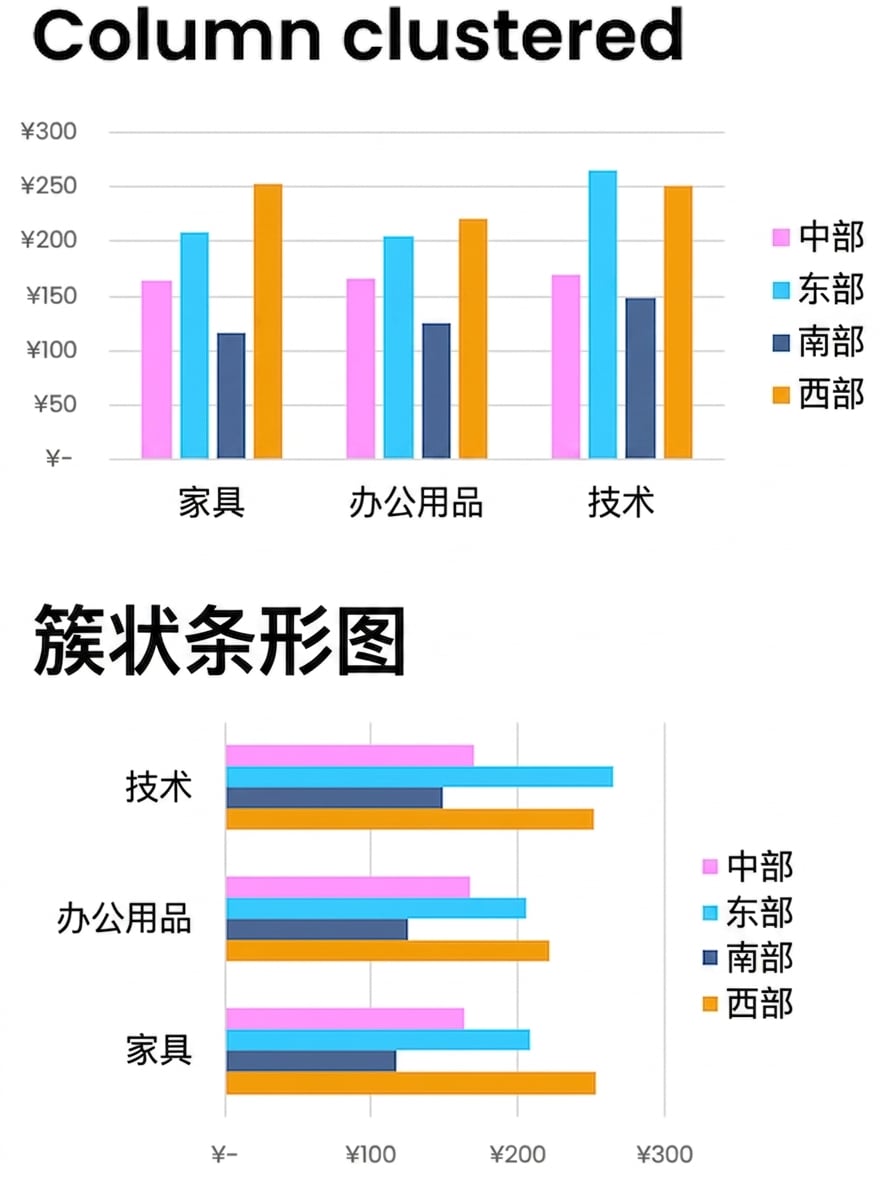 分组条形图与柱形图示例