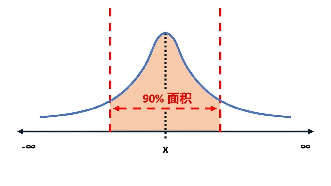 高亮90%面积的分布曲线