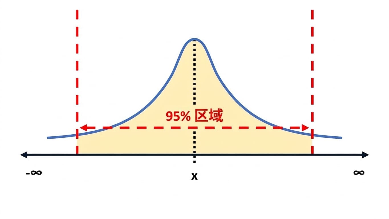 高亮95%面积的分布曲线