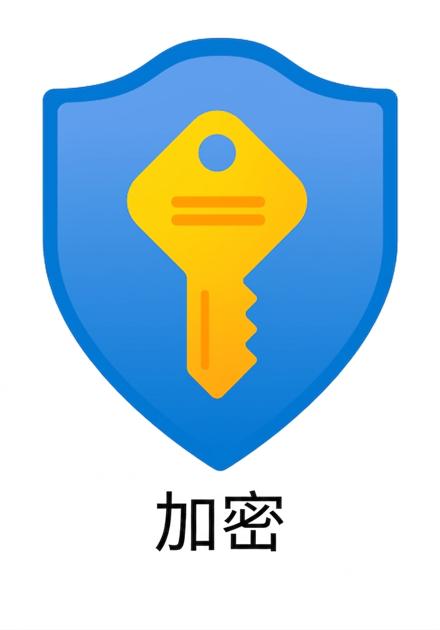 卡通盾牌内有钥匙，底部写有 encryption