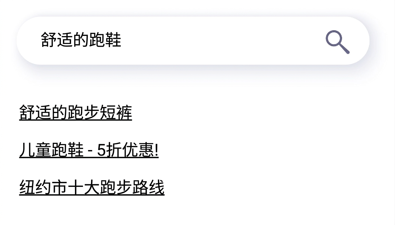 传统搜索引擎显示无关结果。