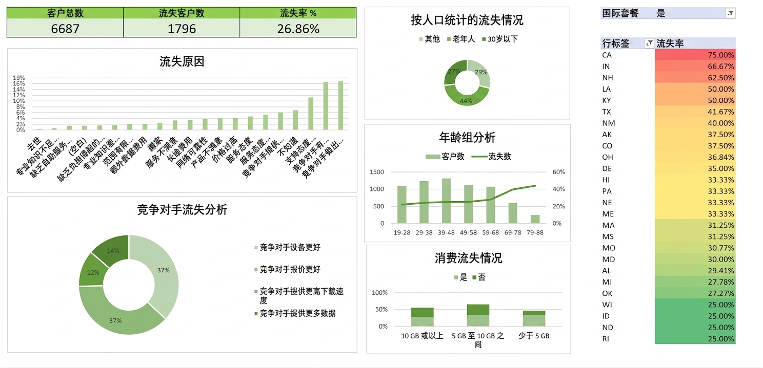 案例研究中创建的 Excel 仪表板