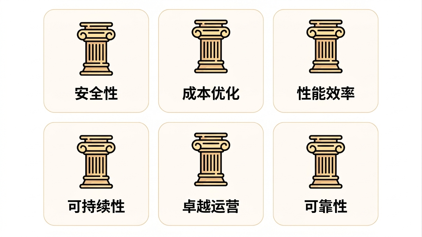 框架的六大支柱：安全、成本优化、性能效率、可持续性、卓越运营与可靠性